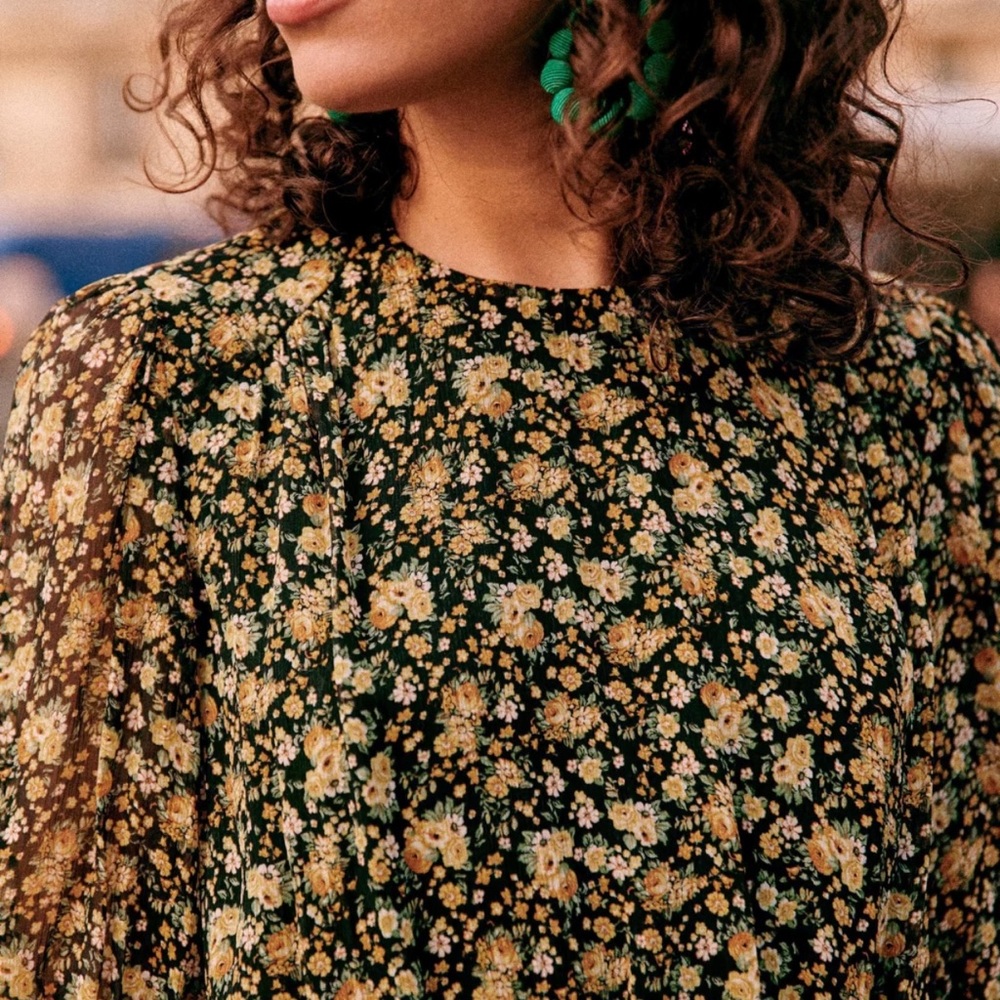 Sezane Black Floral Mini Dress - Picture 2 of 7